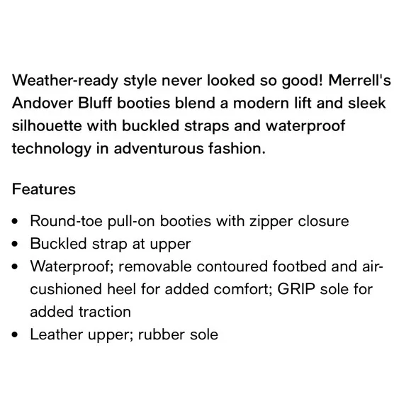 Merrell Andover Bluff Brown Waterproof Leather Ankle Boots Buckle Zip J17484 6